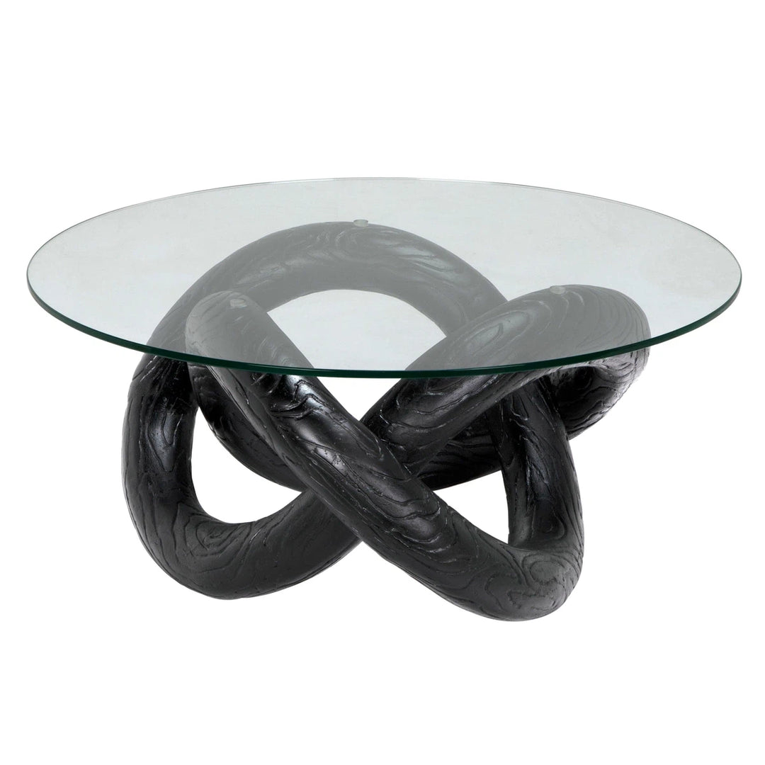 Phobos Coffee Table with Glass - Black