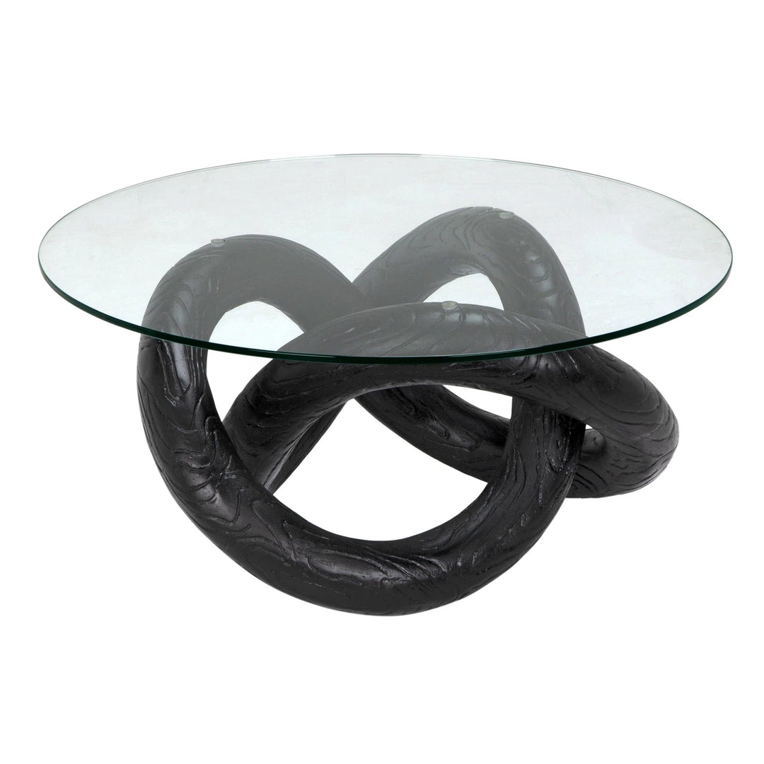 Phobos Coffee Table with Glass - Black