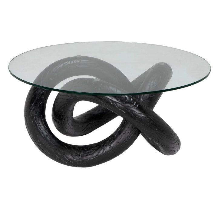 Phobos Coffee Table with Glass - Black