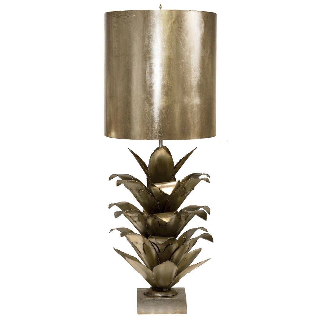 Arianna - Slvr Lf Brutalist Palm Tbl Lamp With Slvr Metal Shade