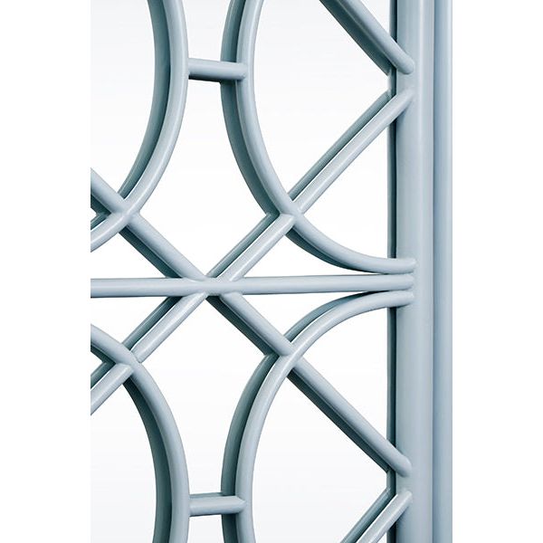 Aria Three Door Decorative Mirror Front Buffet In Rattan Painted Light Blue