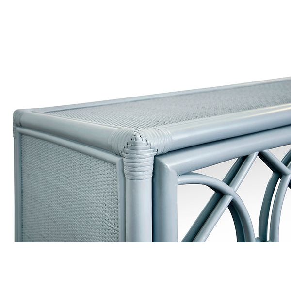 Aria Three Door Decorative Mirror Front Buffet In Rattan Painted Light Blue