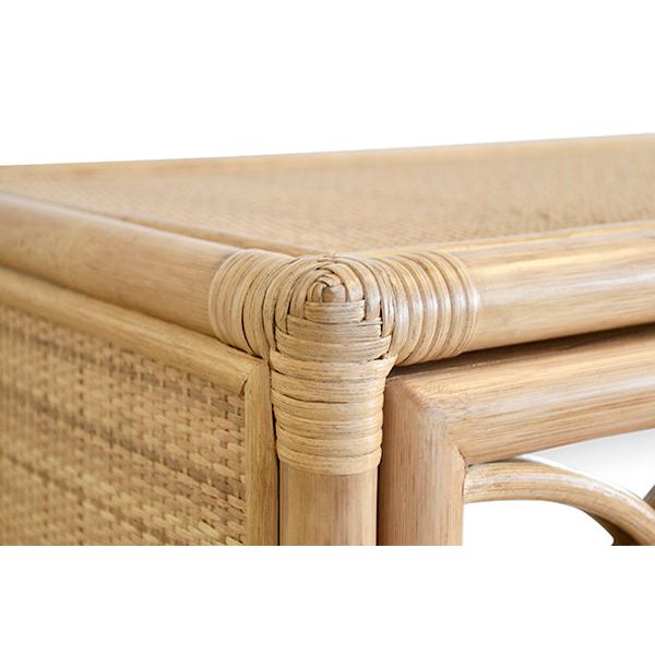 Aria Three Door Decorative Mirror Front Buffet In Natural Rattan