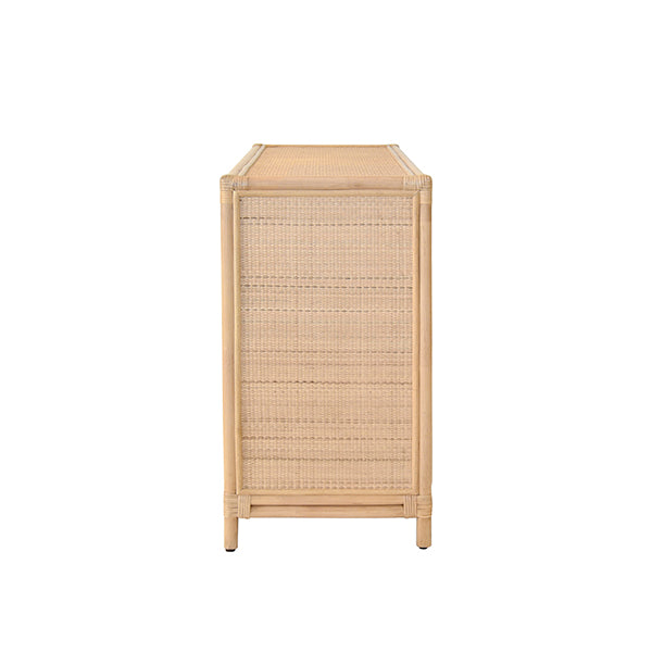 Aria Three Door Decorative Mirror Front Buffet In Natural Rattan