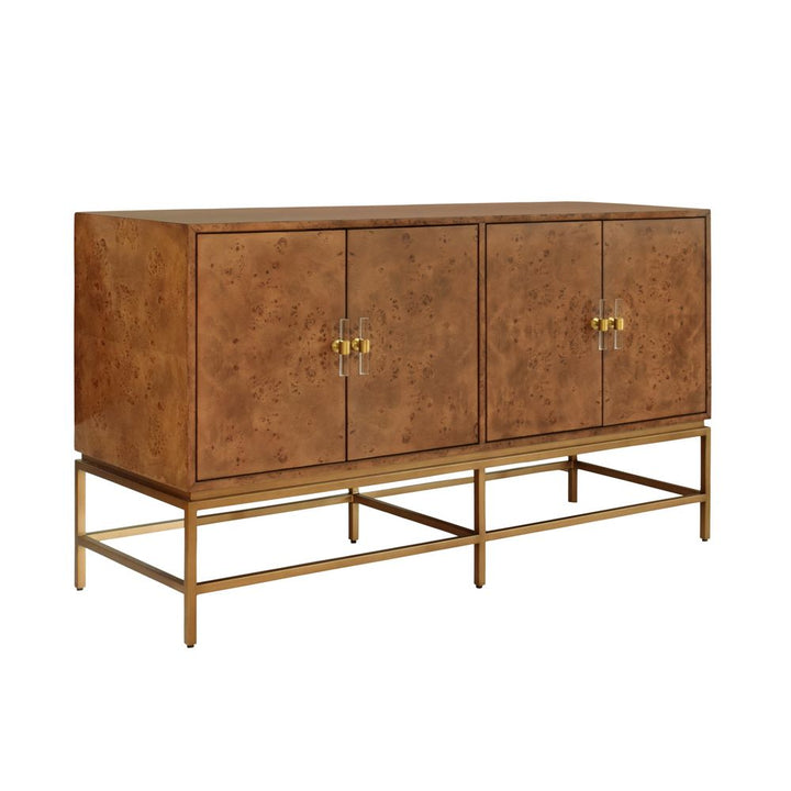 Sideboards & Credenzas Ariel Four Door Buffet In Dark Burl Wood