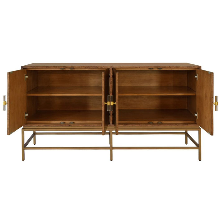Sideboards & Credenzas Ariel Four Door Buffet In Dark Burl Wood