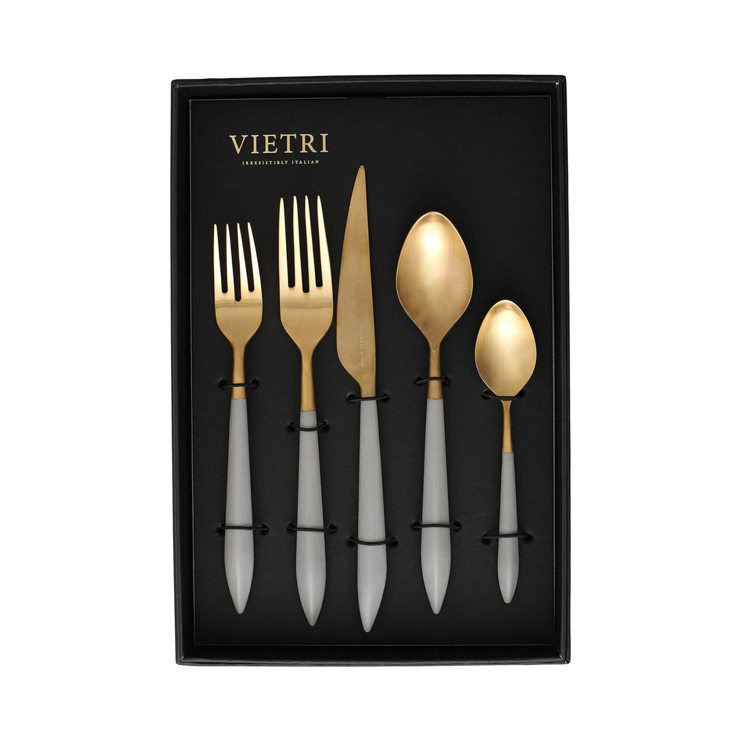 Ares Five-Piece Place Setting - Set of 4 - Gold / Light Gray