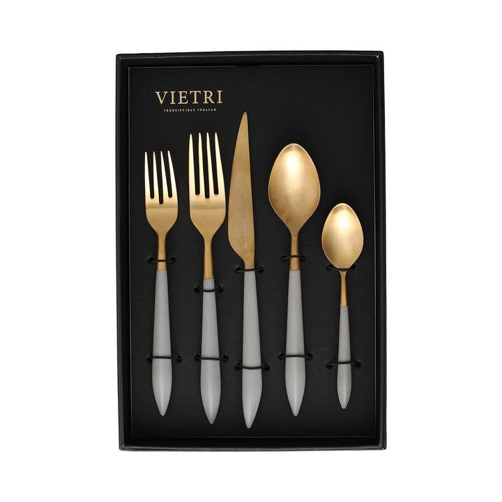 Ares Five-Piece Place Setting - Set of 4 - Gold / Light Gray