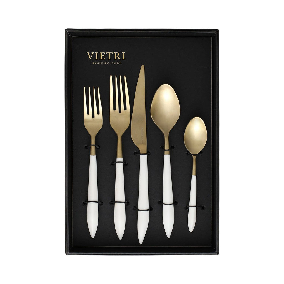 Ares Five-Piece Place Setting - Set of 4 - Gold / White