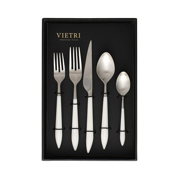 Ares Five-Piece Place Setting - Set of 4 - Silver / White