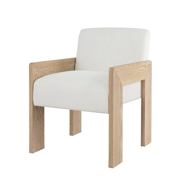 Lounge Chairs Astor Square Arm Accent Chair In Cerused Oak With Performance White Linen