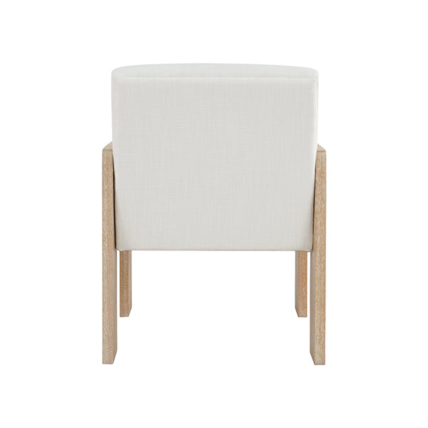Astor Square Arm Accent Chair In Cerused Oak With Performance White Linen