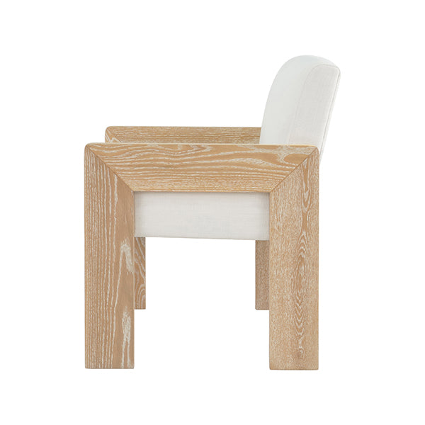 Lounge Chairs Astor Square Arm Accent Chair In Cerused Oak With Performance White Linen