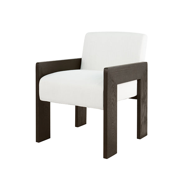 Lounge Chairs Astor Square Arm Accent Chair In Espresso Oak With Performance White Linen