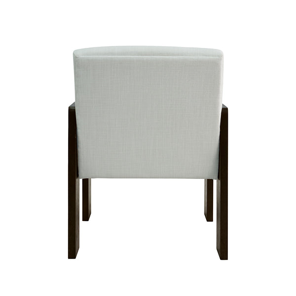 Astor Square Arm Accent Chair In Espresso Oak With Performance White Linen