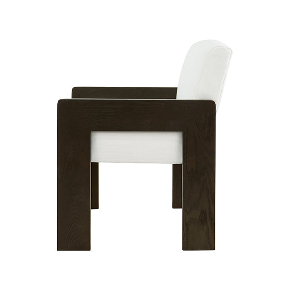 Lounge Chairs Astor Square Arm Accent Chair In Espresso Oak With Performance White Linen