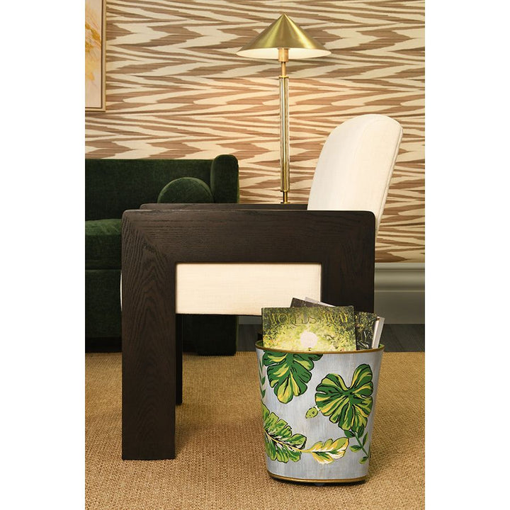 Astor Square Arm Accent Chair In Espresso Oak With Performance White Linen