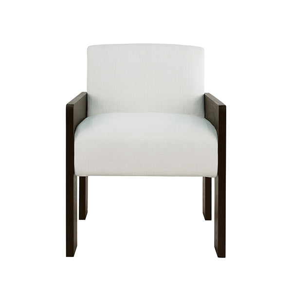 Lounge Chairs Astor Square Arm Accent Chair In Espresso Oak With Performance White Linen