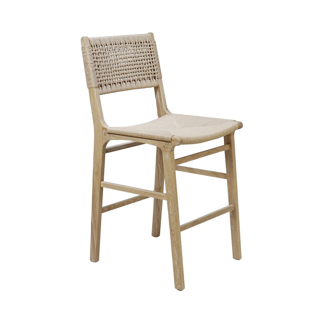 Astrid - Woven Back Counter Stool With Rush Seat In Cerused Oak