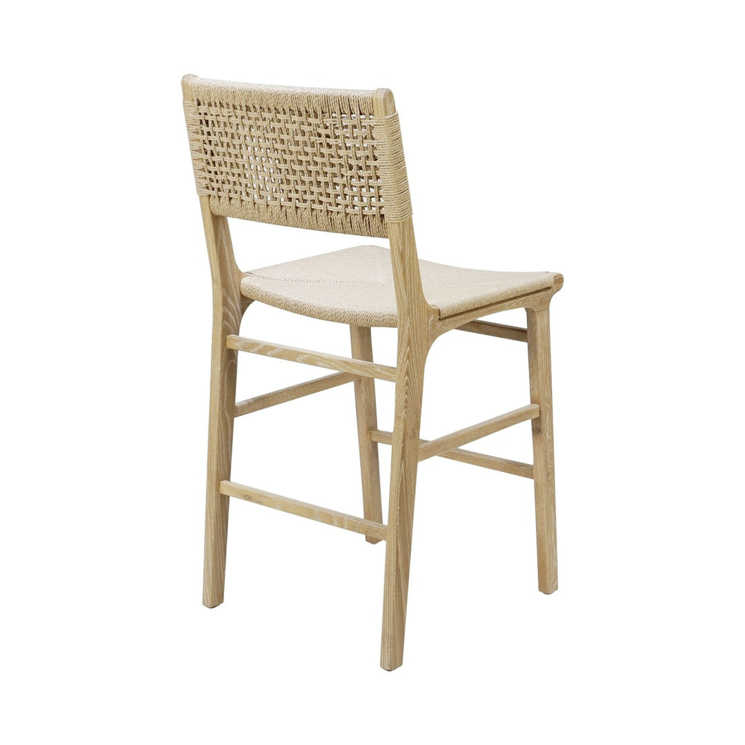 Astrid - Woven Back Counter Stool With Rush Seat In Cerused Oak