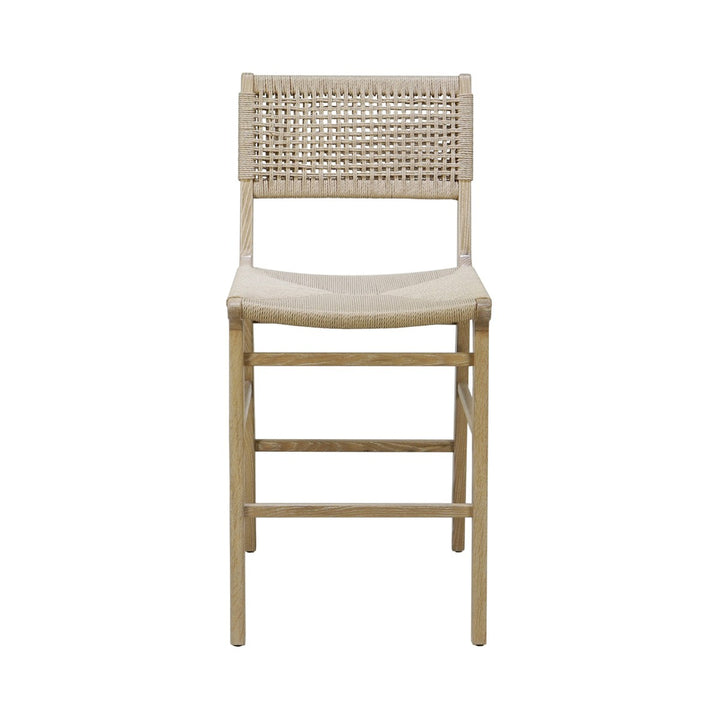 Astrid - Woven Back Counter Stool With Rush Seat In Cerused Oak