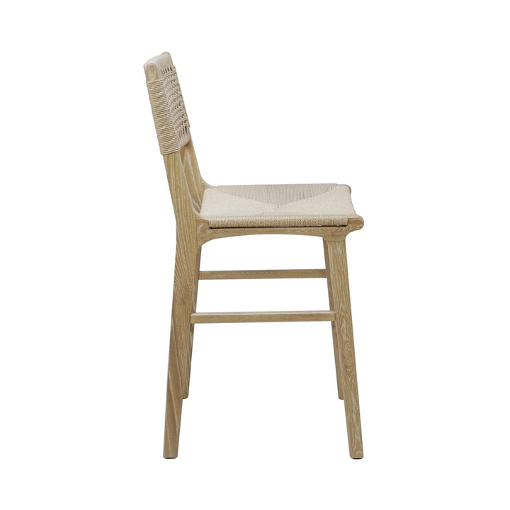 Astrid - Woven Back Counter Stool With Rush Seat In Cerused Oak