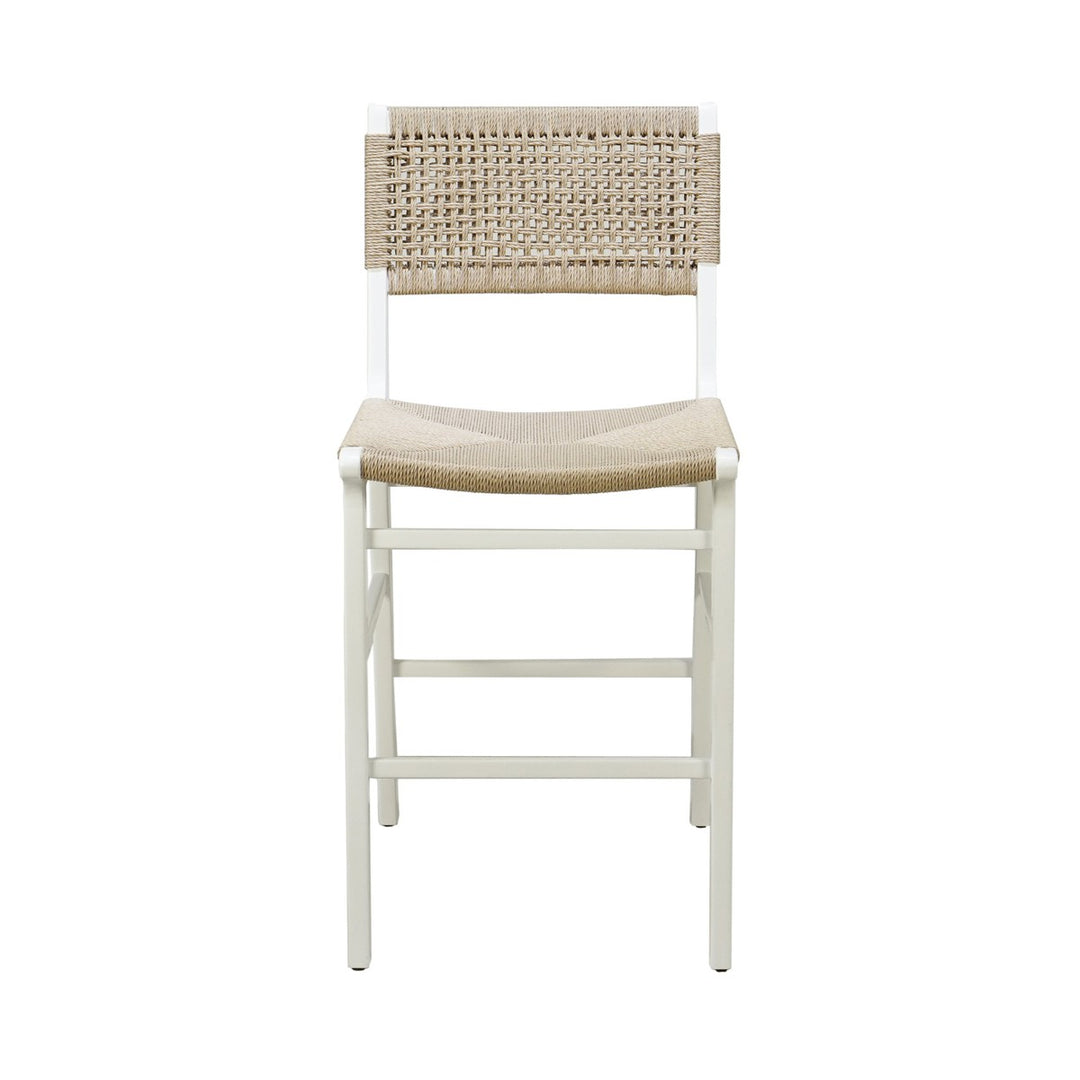 Astrid - Woven Back Counter Stool With Rush Seat In Matte White Lacquer