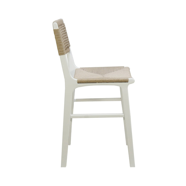 Astrid - Woven Back Counter Stool With Rush Seat In Matte White Lacquer