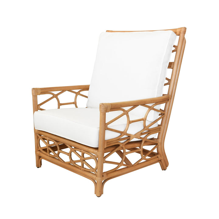 Auburn Rattan Club Chair With Ivory Linen Cushion