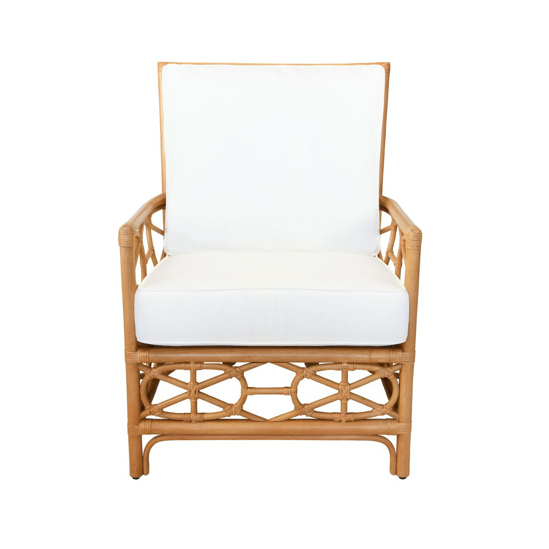 Auburn Rattan Club Chair With Ivory Linen Cushion