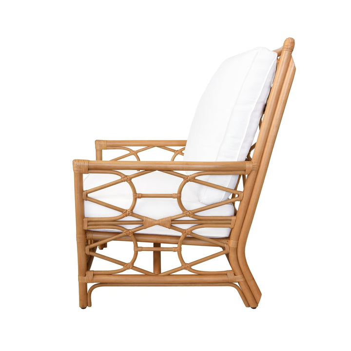 Auburn Rattan Club Chair With Ivory Linen Cushion