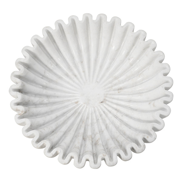 Augie Round Fluted White Marble Bow