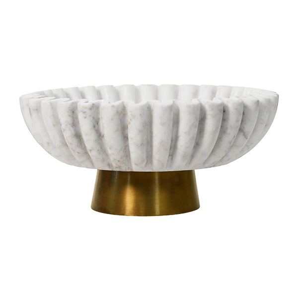 Augie Round Fluted White Marble Bow