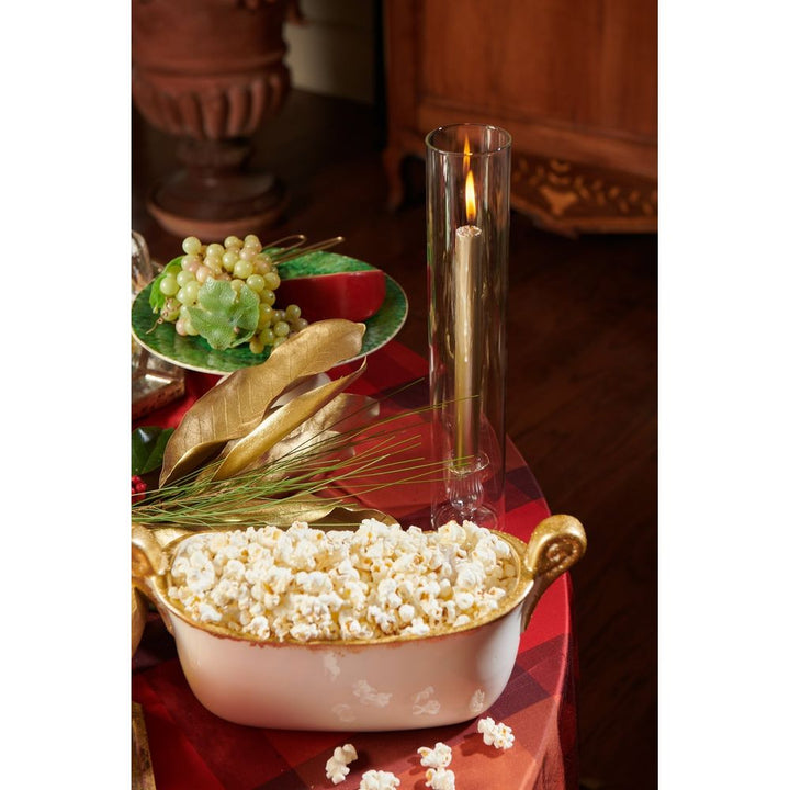 2 Piece Candleholder, Clear with Gold Trim Candleholder and Clear Cylinder, Set of 4