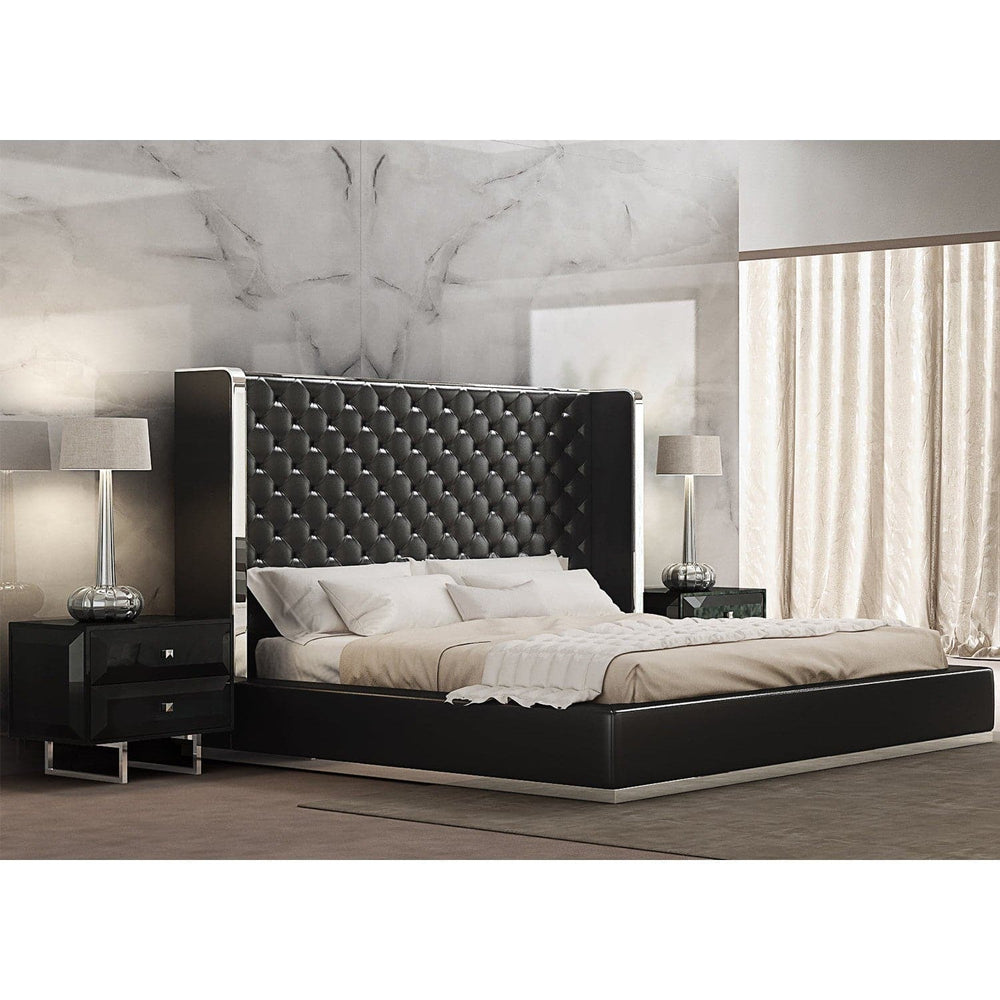 Abrazo King Bed-Whiteline Modern Living-WHITELINE-BK1356P-BLK-BedsBlack-2-France and Son