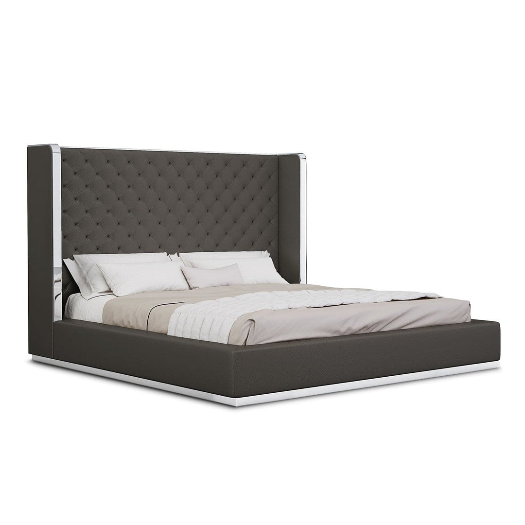 Abrazo King Bed-Whiteline Modern Living-WHITELINE-BK1356P-DGRY-BedsDark Grey-4-France and Son