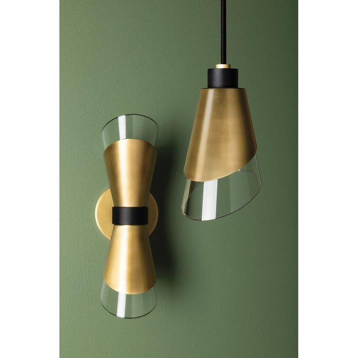 Pendants Angie 1 Light Pendant - Aged Brass/Black