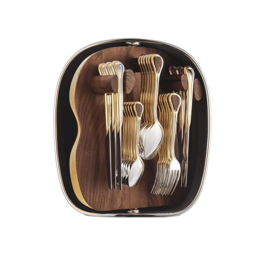 24-Piece Flatware Set Partially Gilded Silver-Plated with Shell | Carrousel