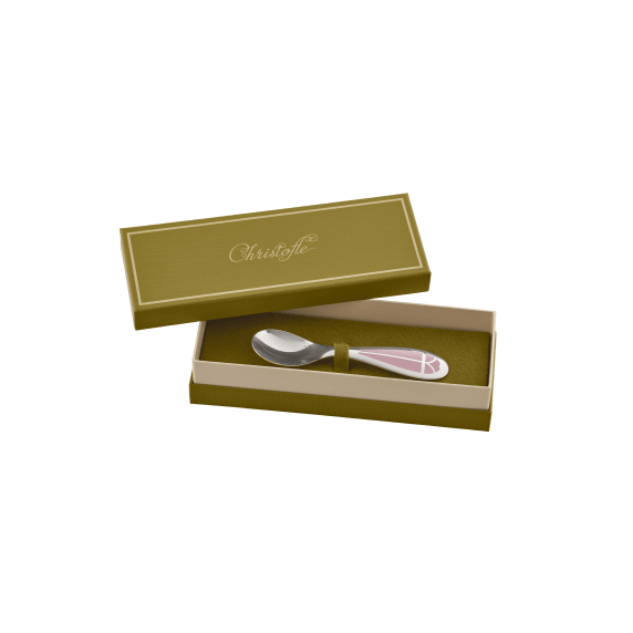 Silver-Plated Baby Spoon - Rose Quartz Serving Utensil
