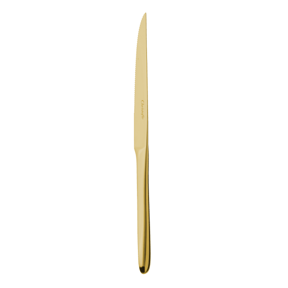 Gold Stainless Steel Steak Knife with Serrated Blade | L'âme De Christofle Serving Utensil