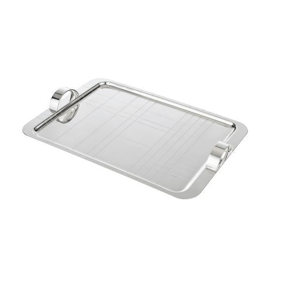 Silver-Plated Graphik Rectangular Tray - 45 X 32 Cm