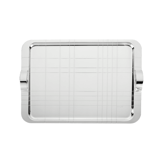 Silver-Plated Graphik Rectangular Tray - 45 X 32 Cm