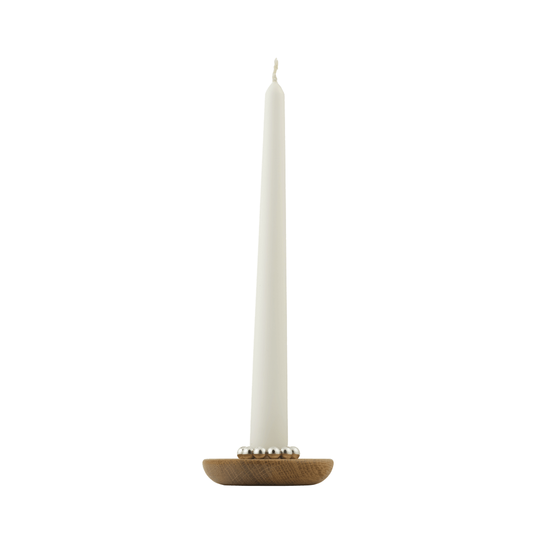 Silver-Plated and Oak Candle Holder | Perles