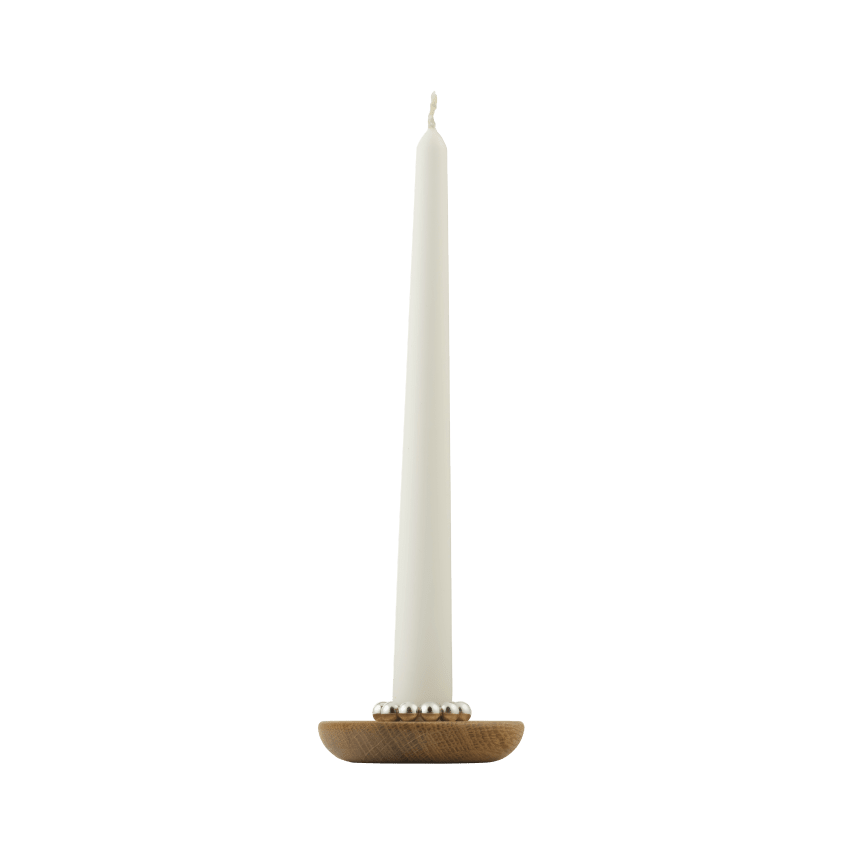 Silver-Plated and Oak Candle Holder | Perles