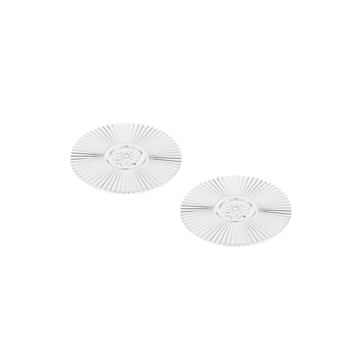 Set of 2 Silver-Plated Malmaison Palmettes Coasters Glass