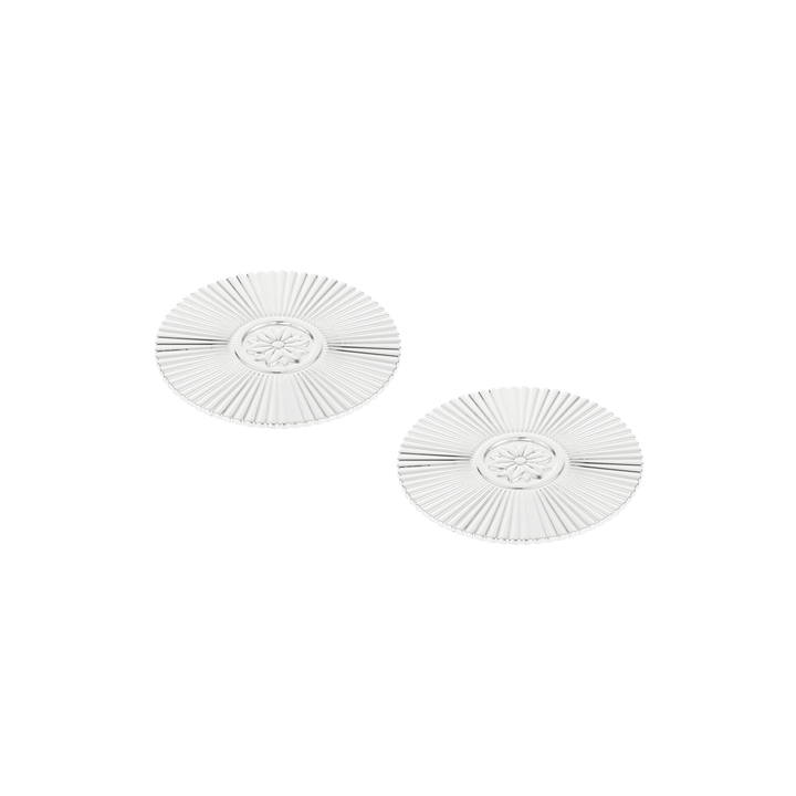 Set of 2 Silver-Plated Malmaison Palmettes Coasters Glass