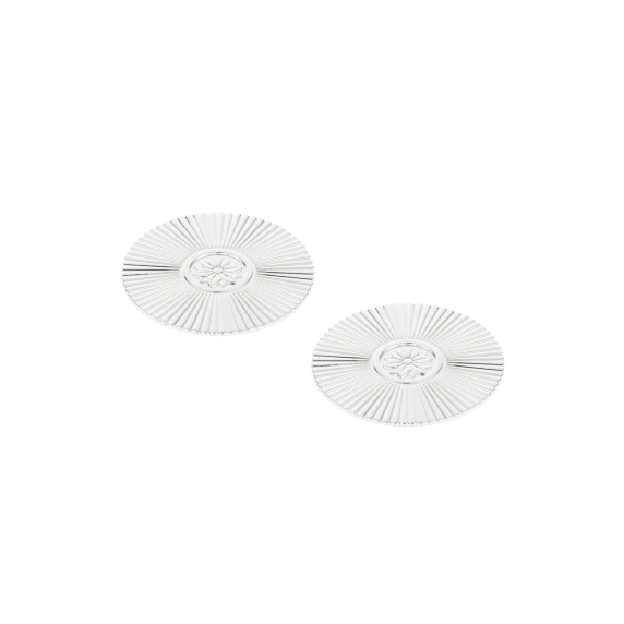 Set of 2 Silver-Plated Malmaison Palmettes Coasters Glass