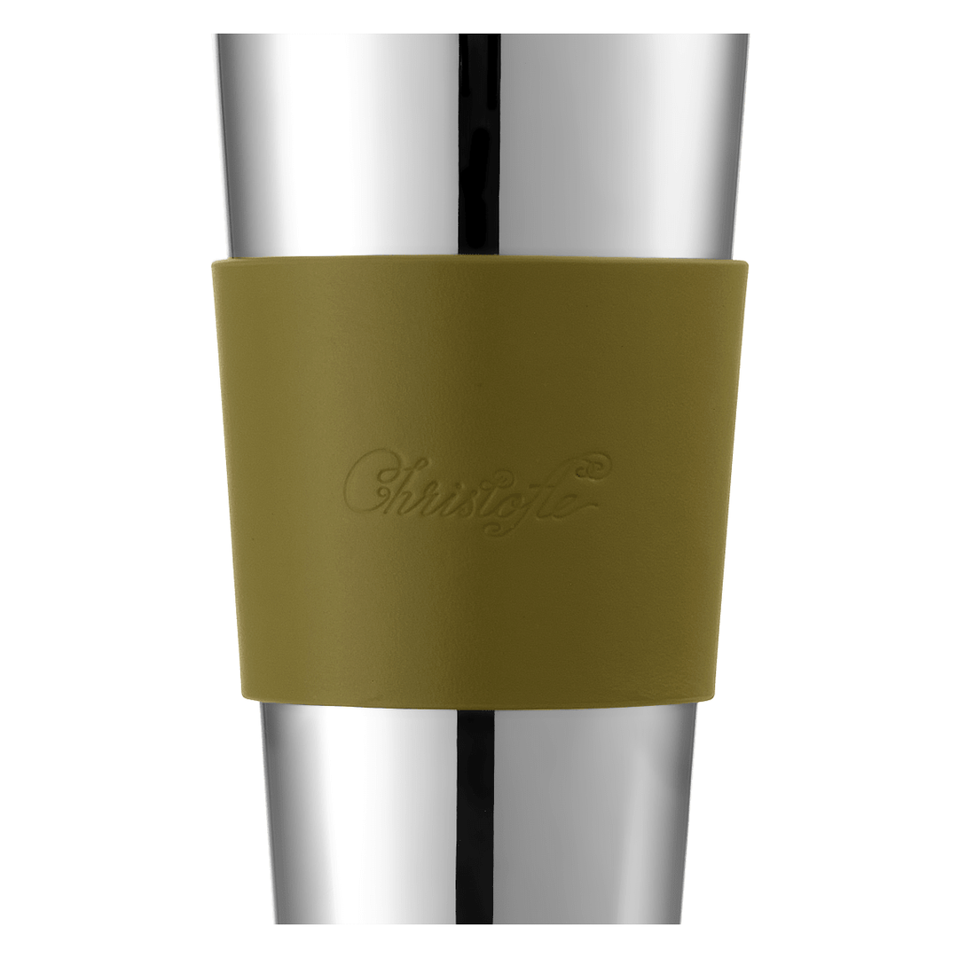 Stainless Steel Coffee Cup with Leather Cuff, Objets Miroir | Objets Miroir