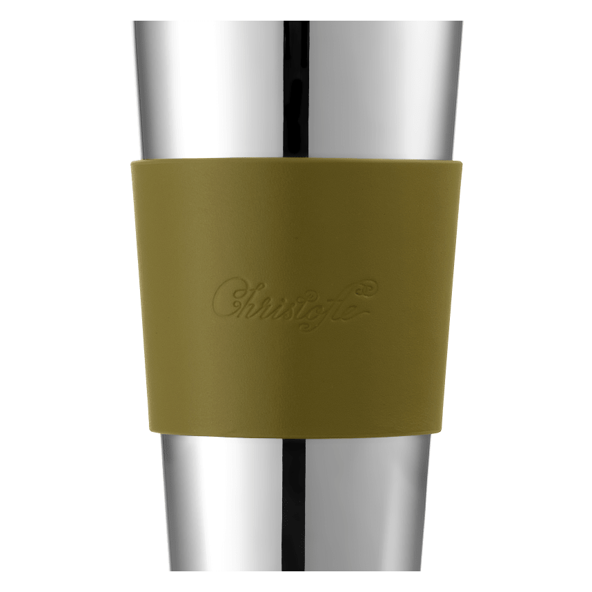 Stainless Steel Coffee Cup with Leather Cuff, Objets Miroir | Objets Miroir