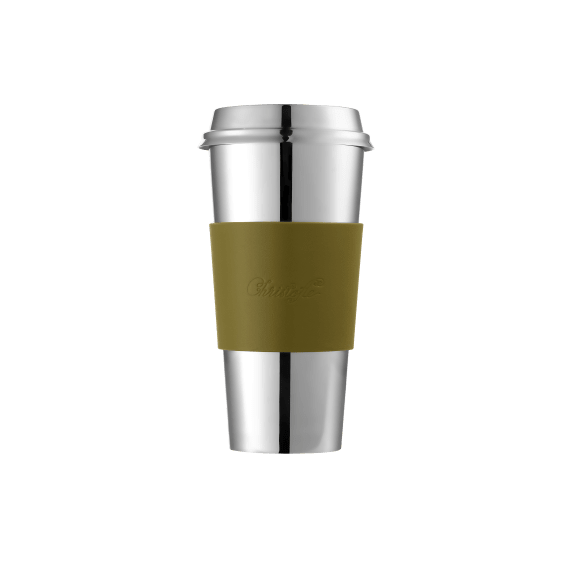 Stainless Steel Coffee Cup with Leather Cuff, Objets Miroir | Objets Miroir